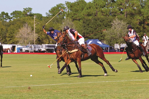 A polo player turning the ball